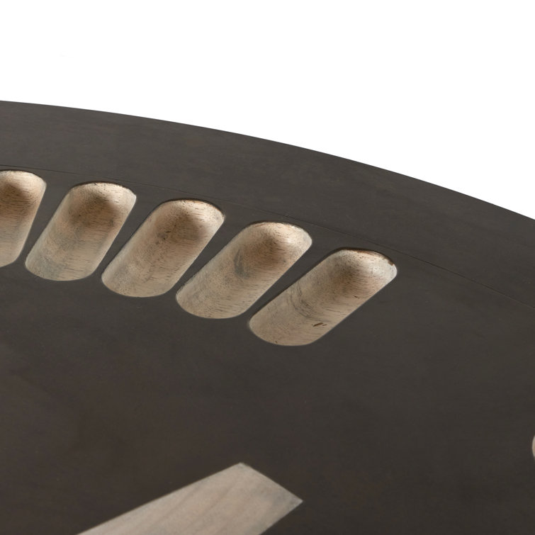 Handmade Guanacaste Wood and Metal 6-Player Poker Table