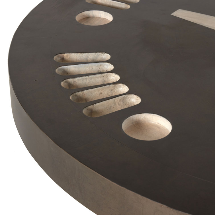 Handmade Guanacaste Wood and Metal 6-Player Poker Table