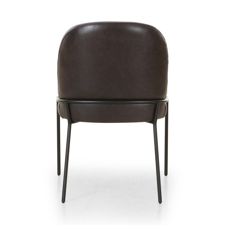 Laina Black Genuine Leather Upholstered Side Chair