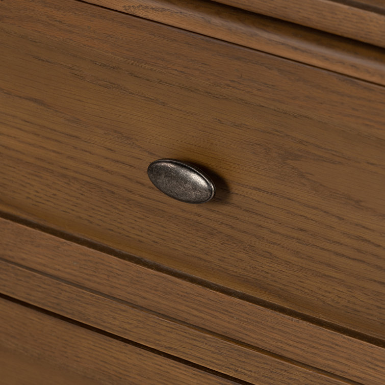 Toasted Oak Double Dresser with Marble Top and Levelers