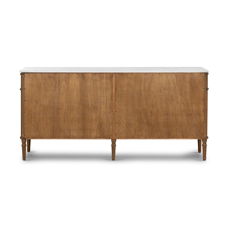 Toasted Oak Double Dresser with Marble Top and Levelers