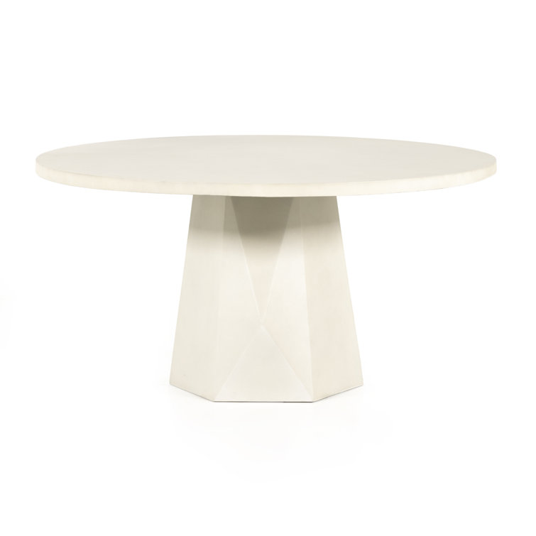 White Concrete 60'' Round Outdoor Dining Table