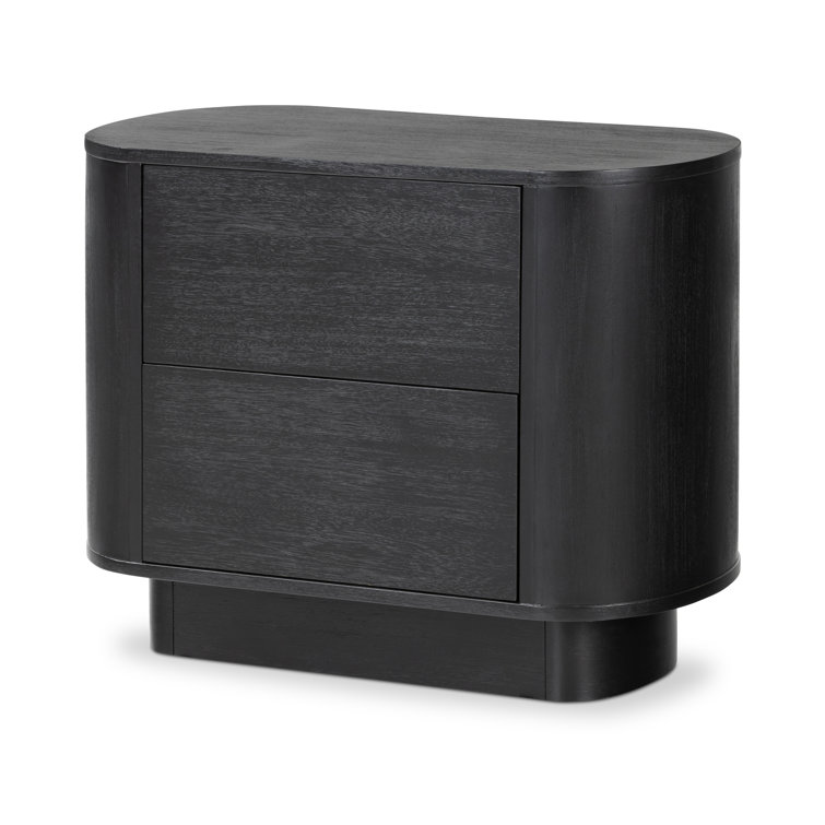 Paden Sculptural Aged Black Acacia 2-Drawer Nightstand