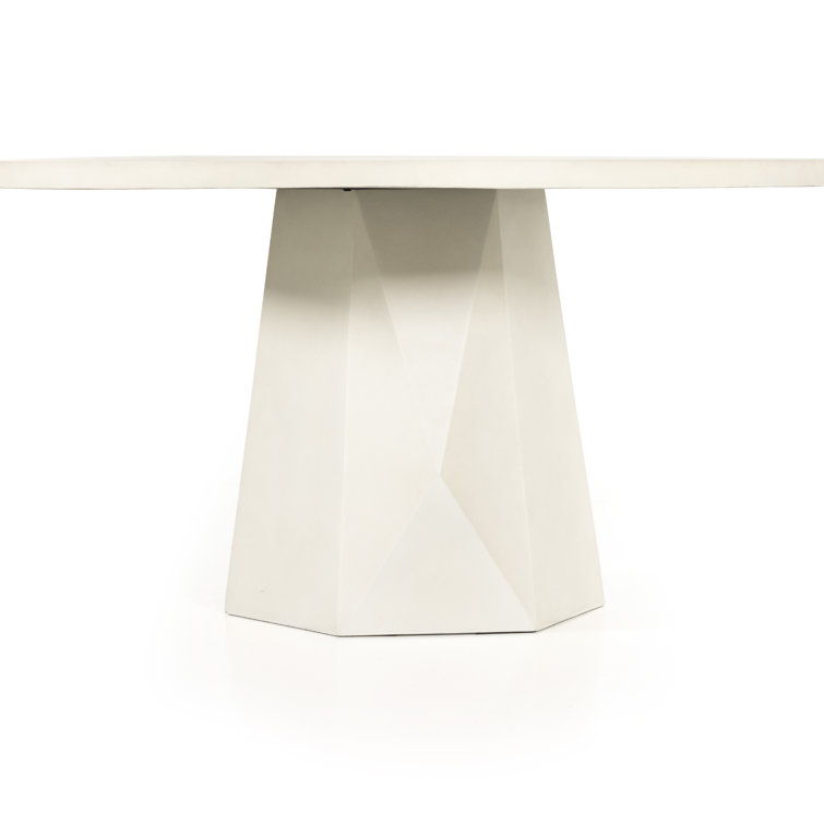 White Concrete 60'' Round Outdoor Dining Table