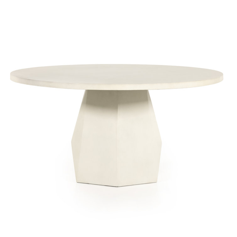 White Concrete 60'' Round Outdoor Dining Table