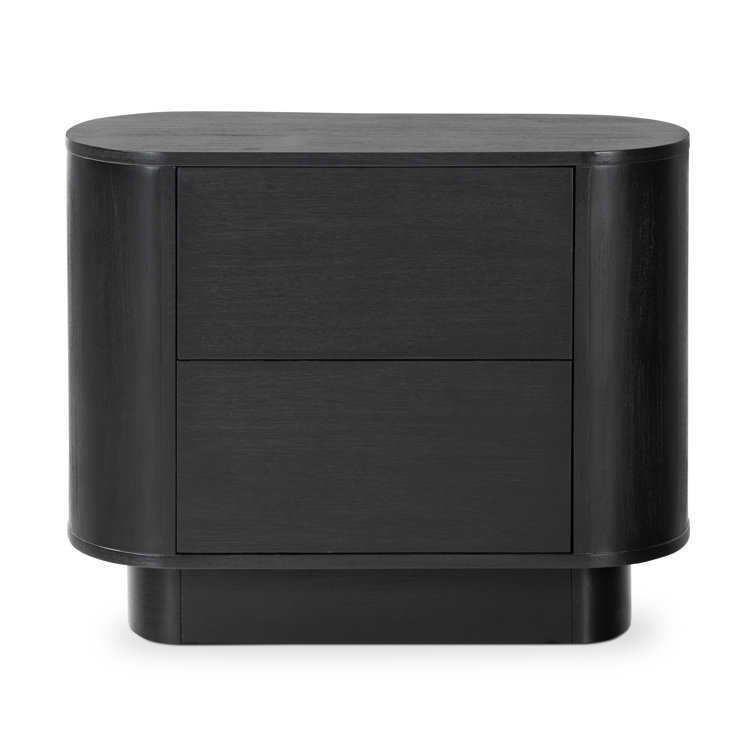 Paden Sculptural Aged Black Acacia 2-Drawer Nightstand