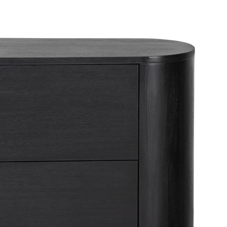 Black Acacia 2-Drawer Modern Nightstand