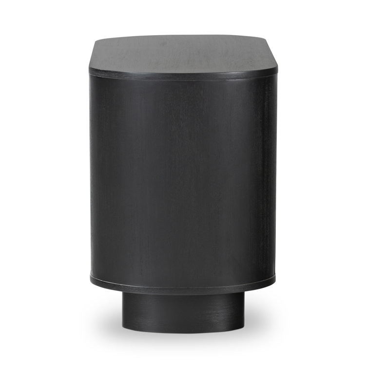 Paden Sculptural Aged Black Acacia 2-Drawer Nightstand
