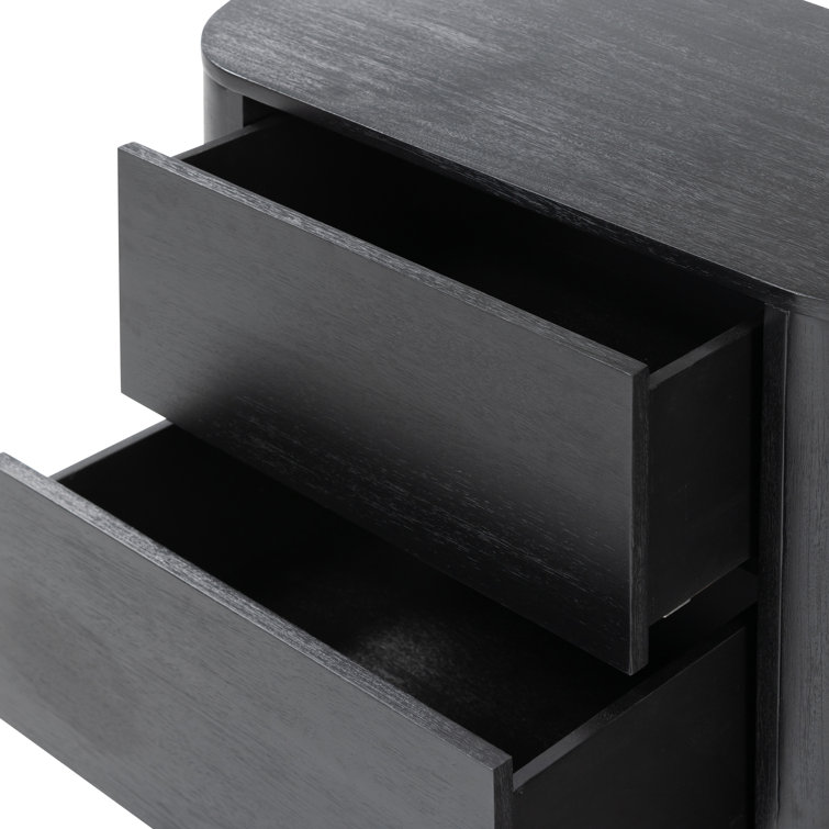 Paden Sculptural Aged Black Acacia 2-Drawer Nightstand