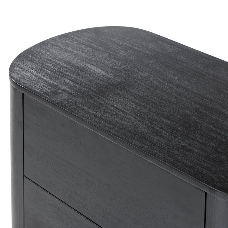 Black Acacia 2-Drawer Modern Nightstand