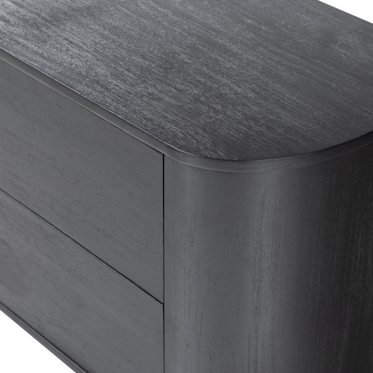 Paden Sculptural Aged Black Acacia 2-Drawer Nightstand