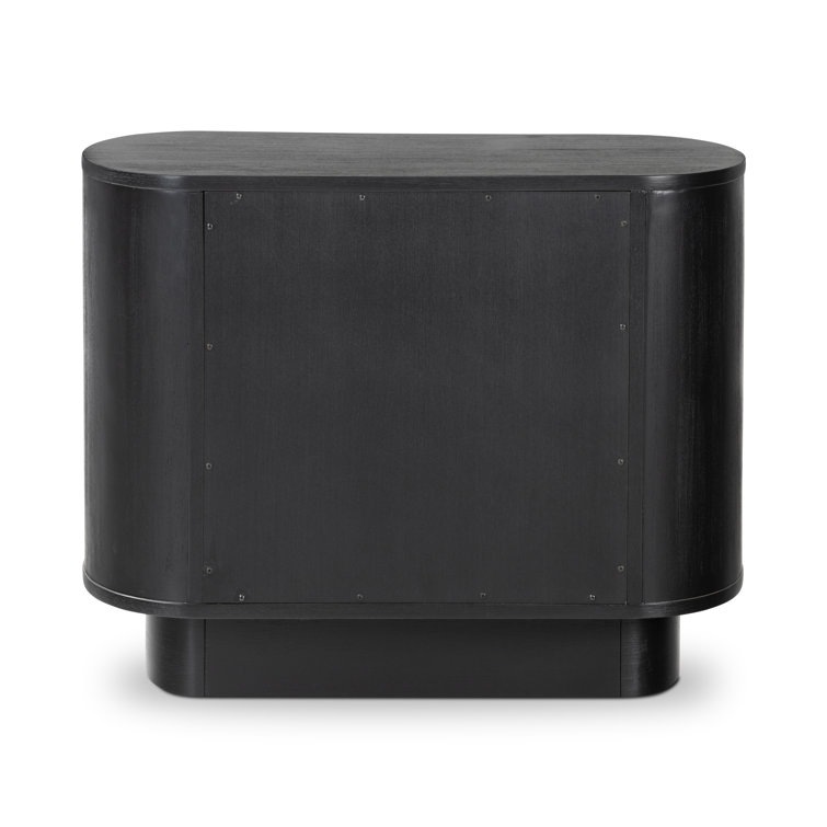 Black Acacia 2-Drawer Modern Nightstand