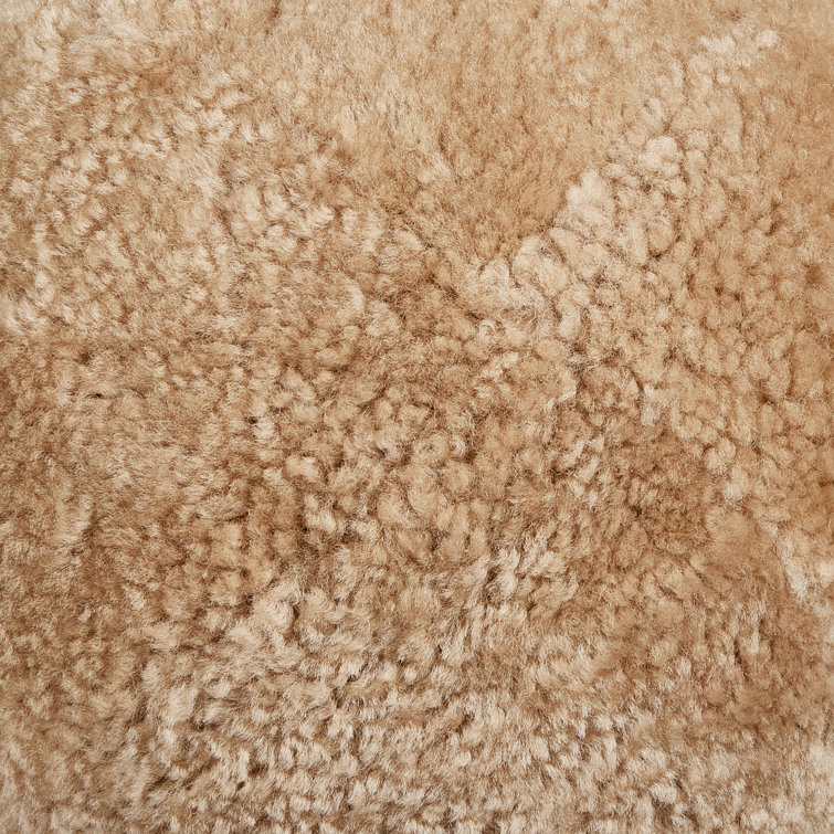 Beige Shearling Round Pillow Set with Down Alternative Fiber