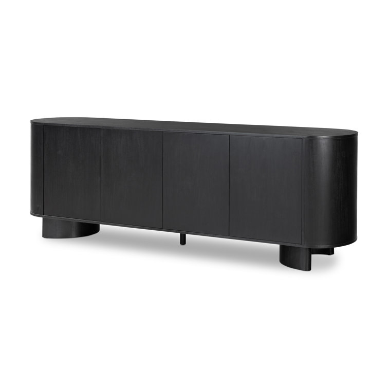 Paden 94'' Black Acacia Sideboard with Curved Legs