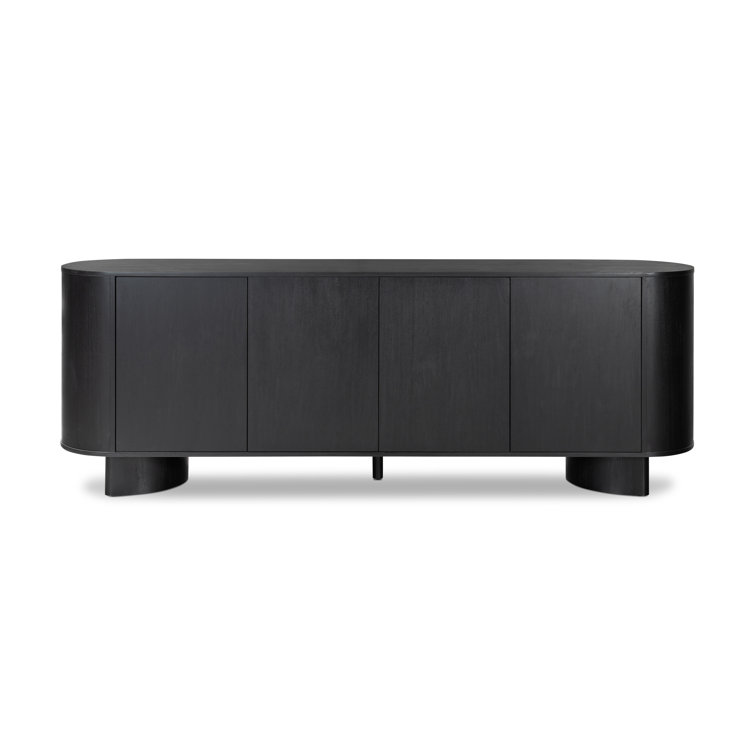 Paden 94'' Black Acacia Sideboard with Curved Legs