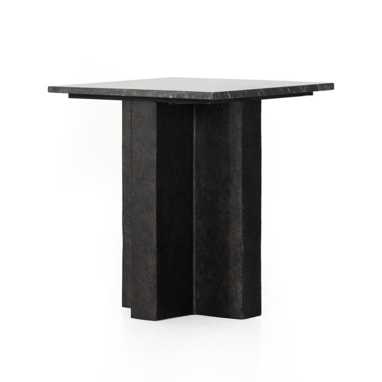 Terrell Black Marble and Aluminum End Table