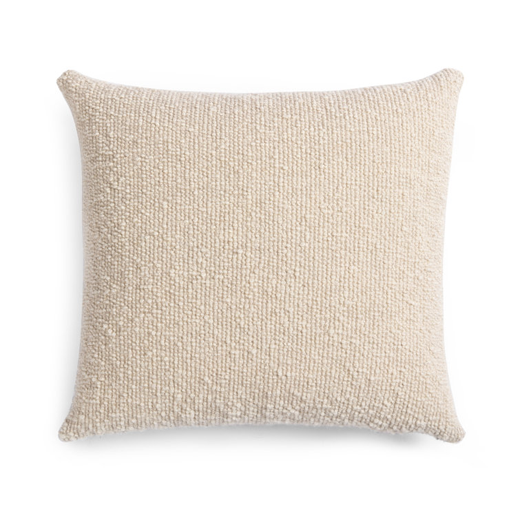 Francia Oatmeal Boucle Square Linen Throw Pillow
