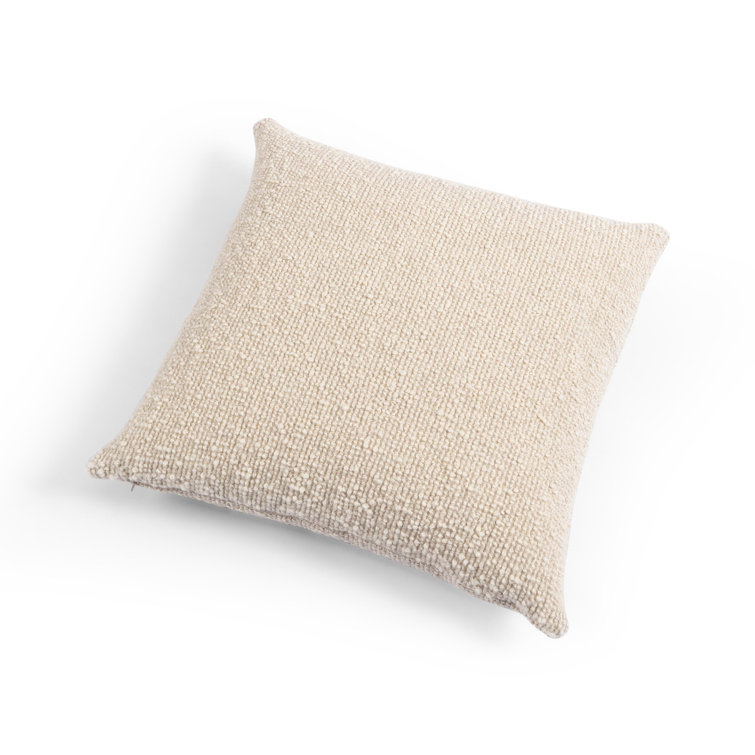 Francia Oatmeal Boucle Square Linen Throw Pillow