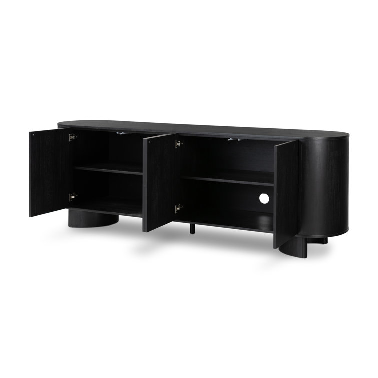 Paden 94'' Black Acacia Sideboard with Curved Legs