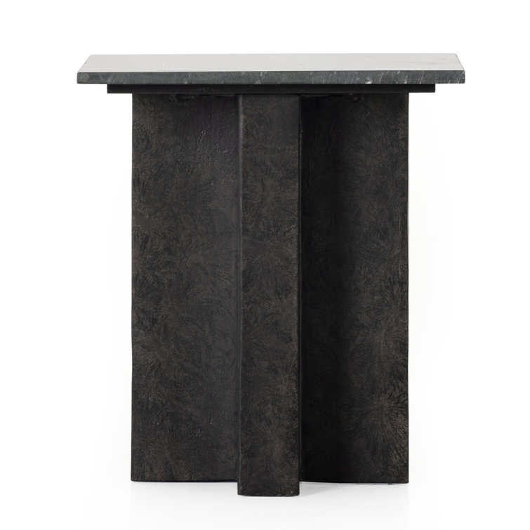 Terrell Black Marble and Aluminum End Table