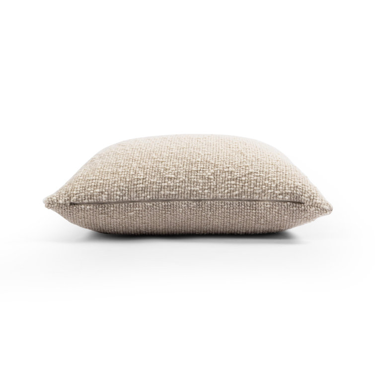 Francia Oatmeal Boucle Square Linen Throw Pillow