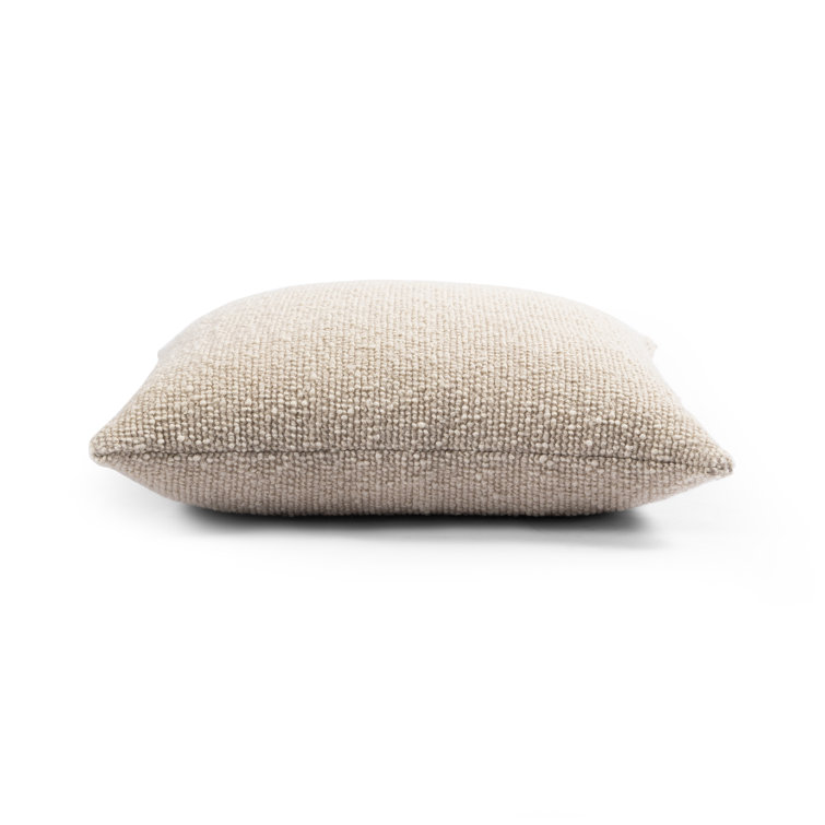 Francia Oatmeal Boucle Square Linen Throw Pillow