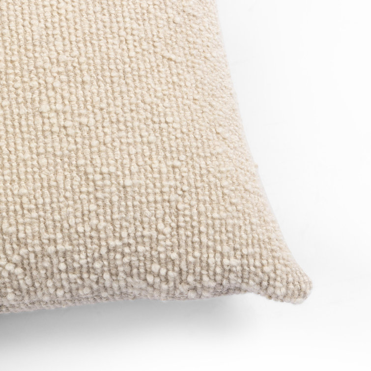 Francia Oatmeal Boucle Square Linen Throw Pillow