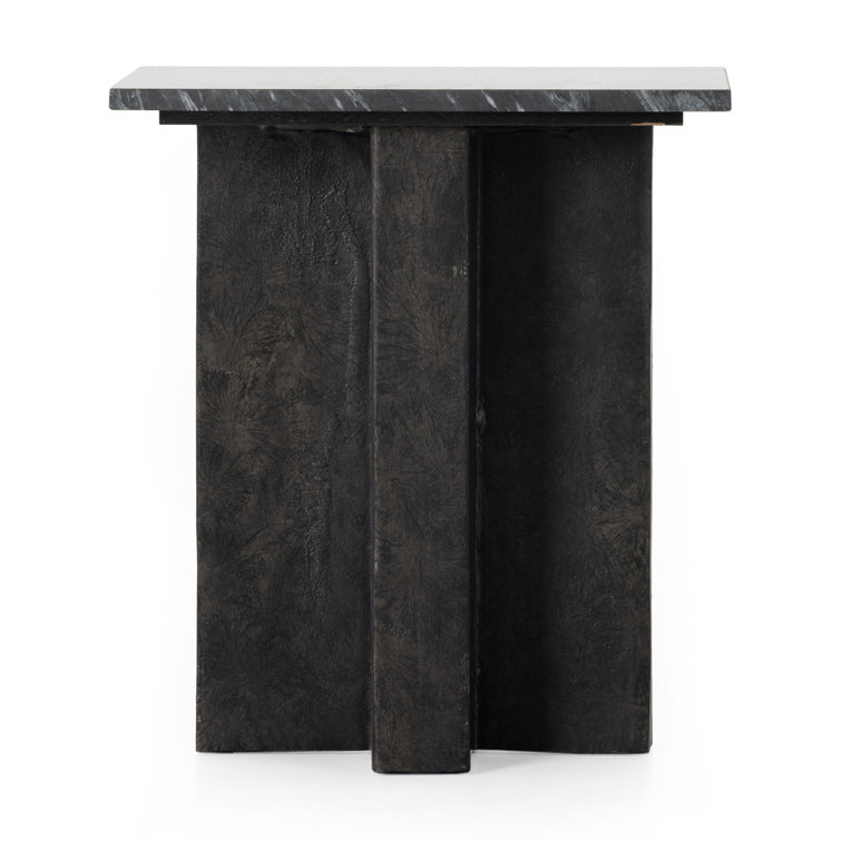 Terrell Black Marble and Aluminum End Table