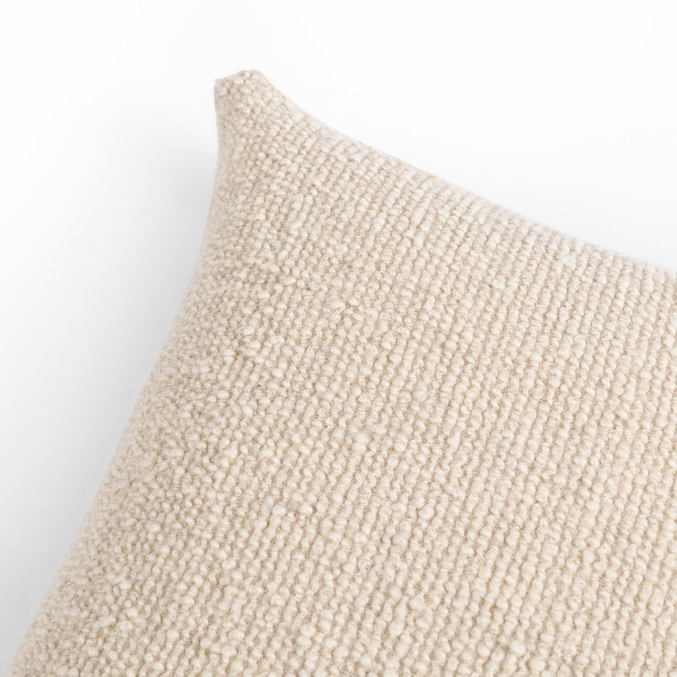 Francia Oatmeal Boucle Square Linen Throw Pillow