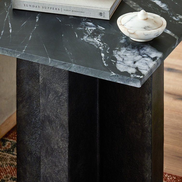 Terrell Black Marble and Aluminum End Table