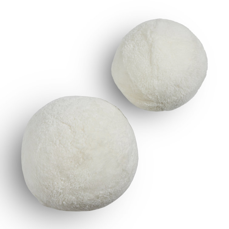 White Shearling Reversible Round Throw Pillow Set