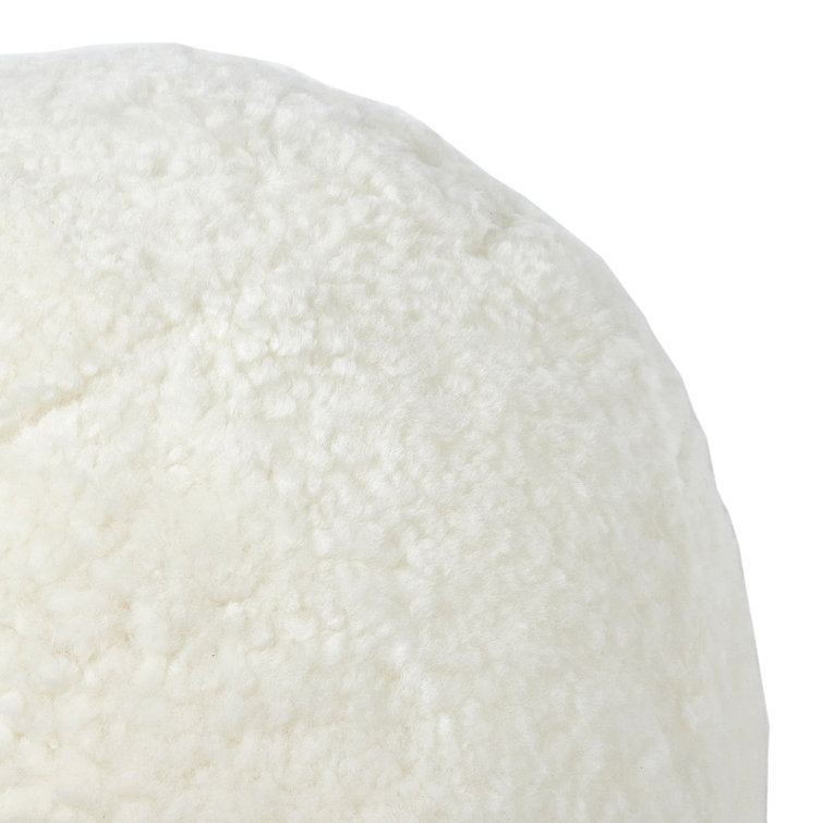White Shearling Reversible Round Throw Pillow Set