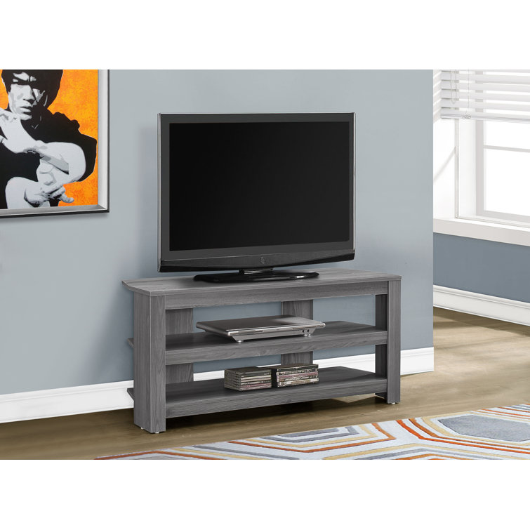 Gray Corner TV Stand with Open Shelves for 42" TVs