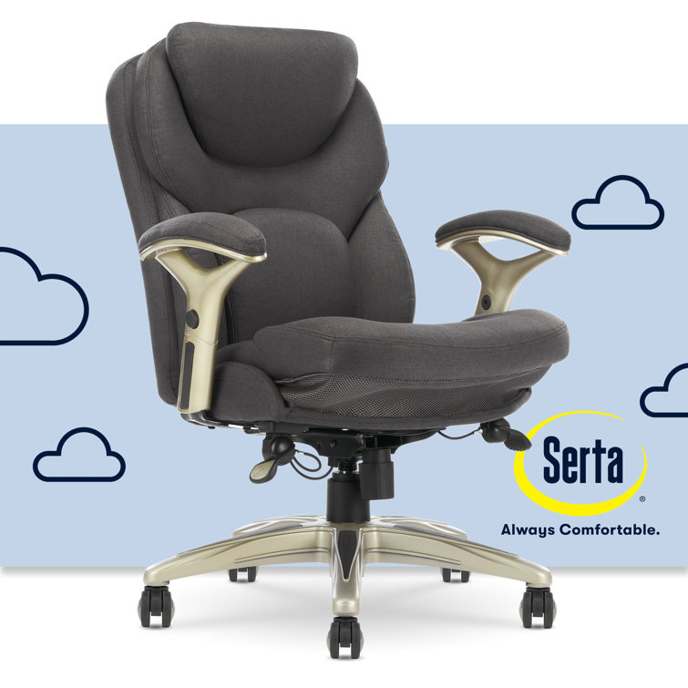 ErgoFlex Executive Mid-Back Chair in Dark Gray with Swivel & Adjustable Arms