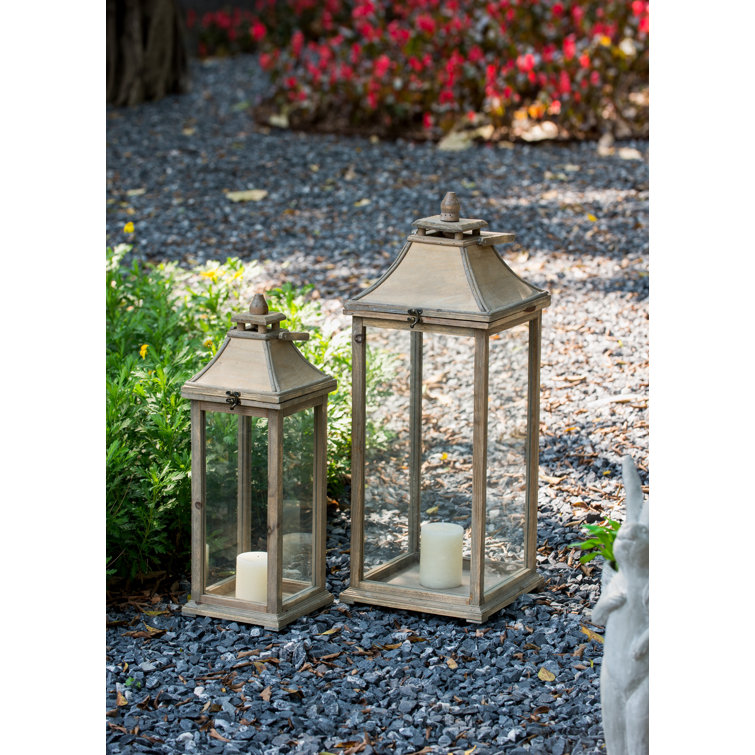 Tall Whitewood Hanging Garden Candle Lanterns, Set of 2