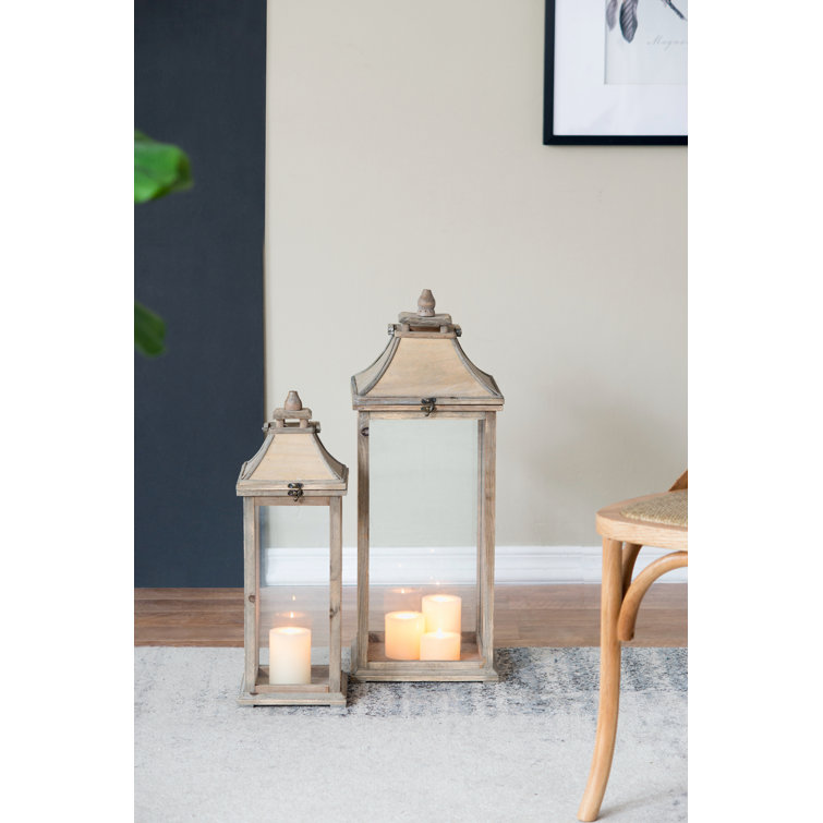 Tall Whitewood Hanging Garden Candle Lanterns, Set of 2