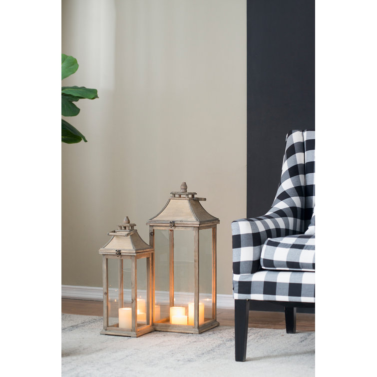 Tall Whitewood Hanging Garden Candle Lanterns, Set of 2