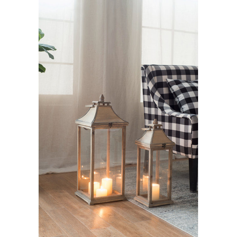 Tall Whitewood Hanging Garden Candle Lanterns, Set of 2