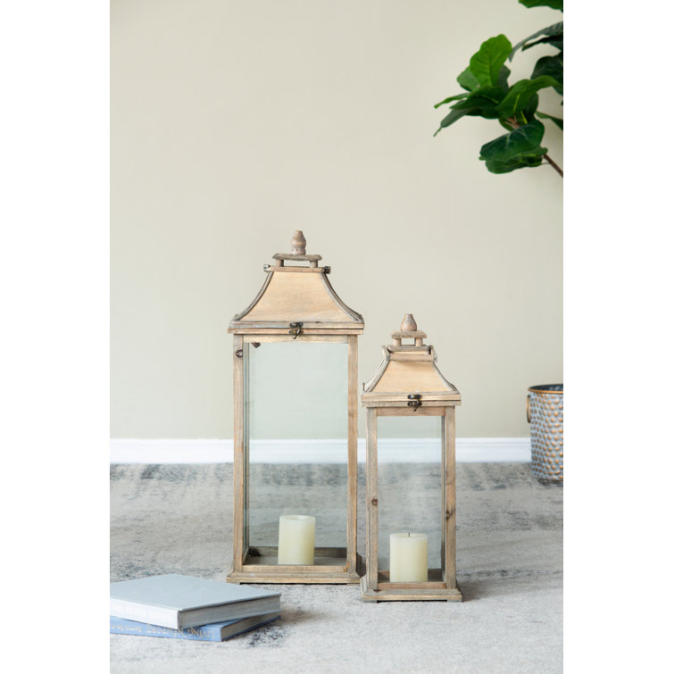 Tall Whitewood Hanging Garden Candle Lanterns, Set of 2
