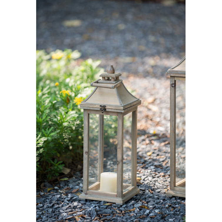 Tall Whitewood Hanging Garden Candle Lanterns, Set of 2