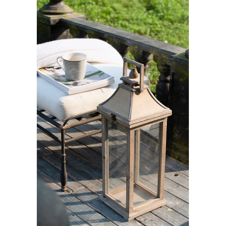 Tall Whitewood Hanging Garden Candle Lanterns, Set of 2