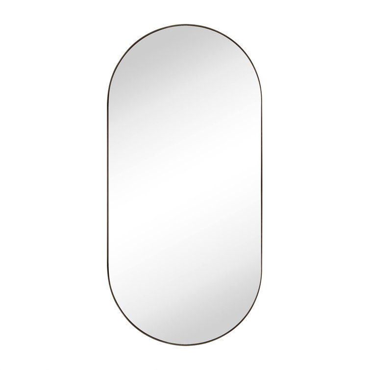 Oval Matte Black Metal Framed Medicine Cabinet with Mirror