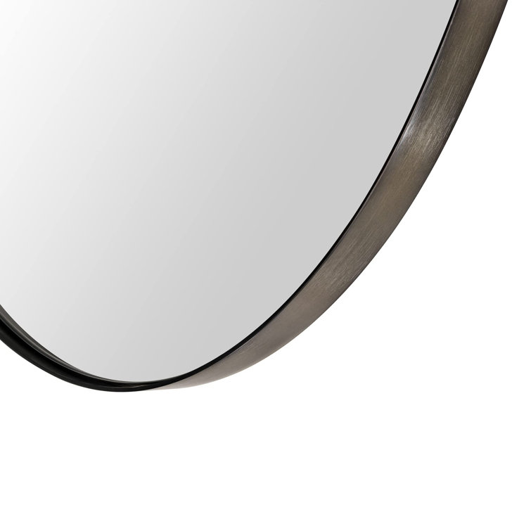 Oval Matte Black Metal Framed Medicine Cabinet with Mirror