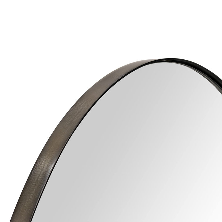 Oval Matte Black Metal Framed Medicine Cabinet with Mirror