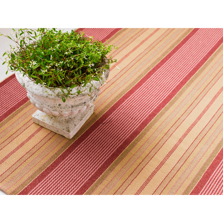 Framboise Red Stripe Hand-Woven Cotton 9' x 12' Area Rug