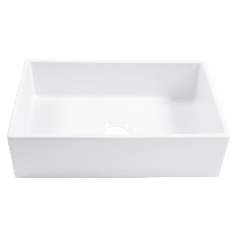 Turner White Fireclay 30" Single Bowl Farmhouse Kitchen Sink with Stainless Steel Faucet
