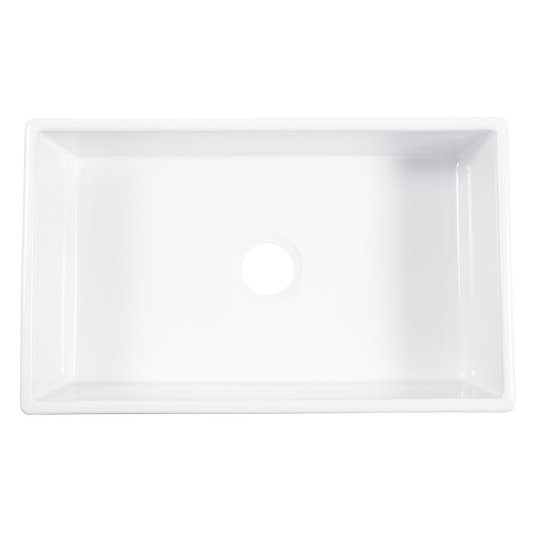 Turner White Fireclay 30" Single Bowl Farmhouse Kitchen Sink with Stainless Steel Faucet