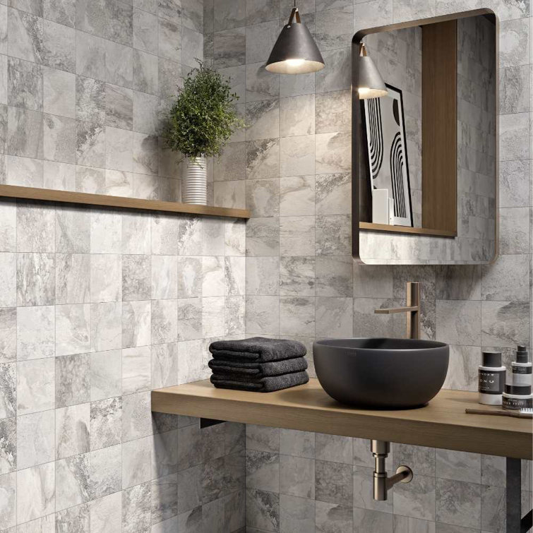 Large White Matte Porcelain Stone Look Wall & Floor Tile