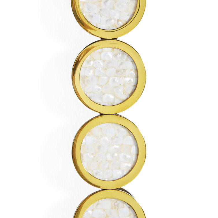 Twinkly Chic Pearl and Polished Brass Rectangular Mirror