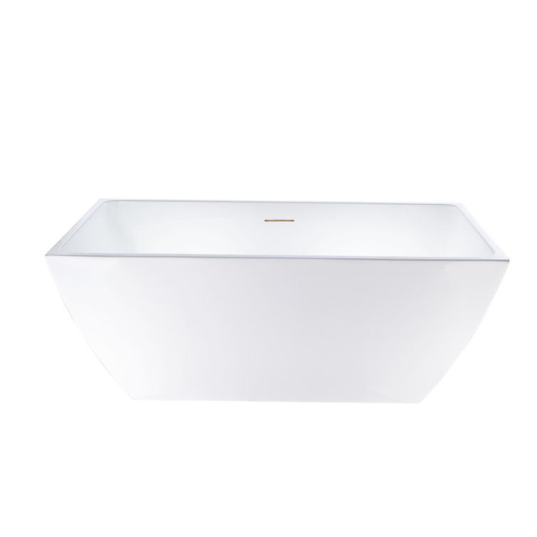 White Acrylic 59" Freestanding Soaking Bathtub